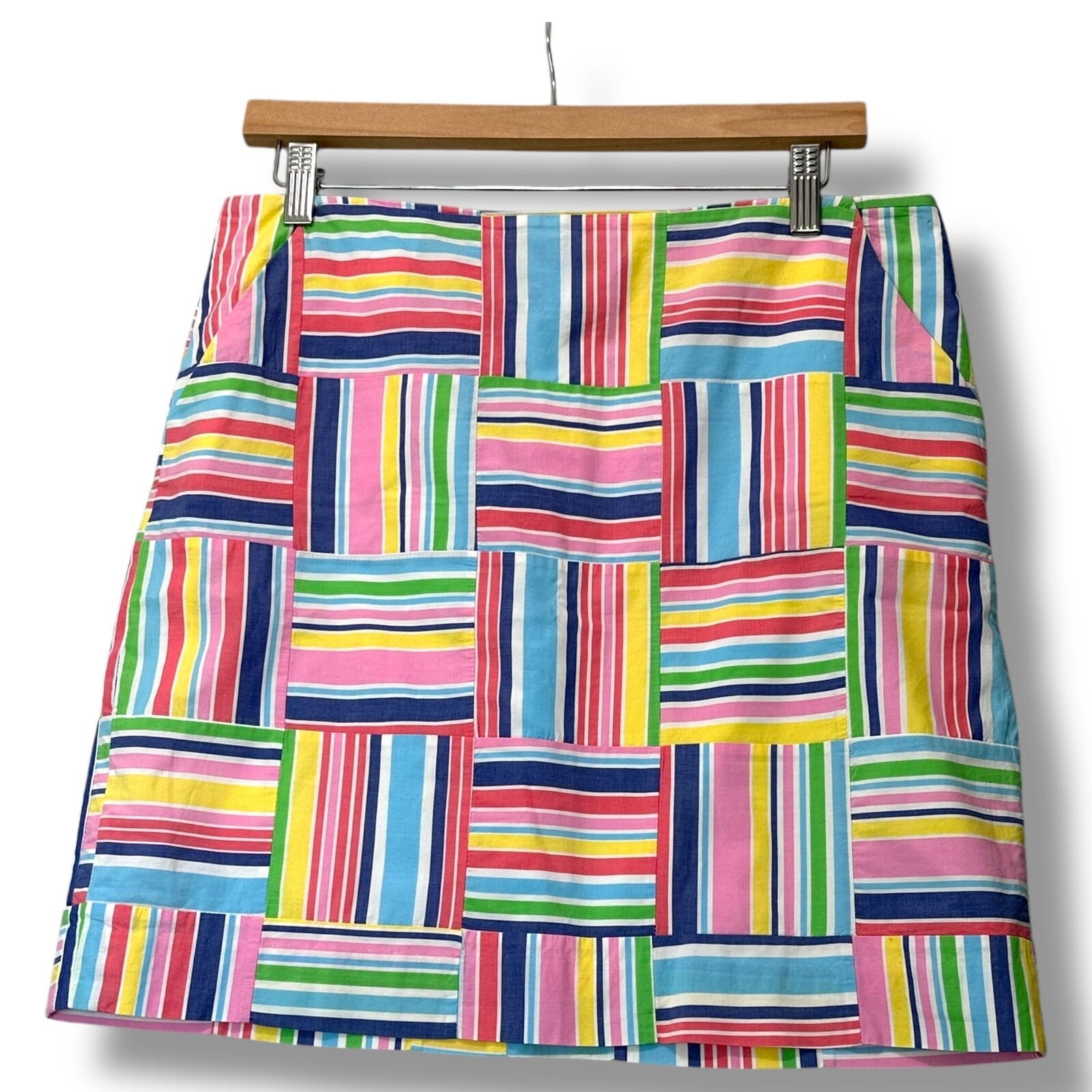 Lilly Pulitzer Patchwork Stripe Skirt Cotton Mini Sz 6 Resort Nautical Coastal