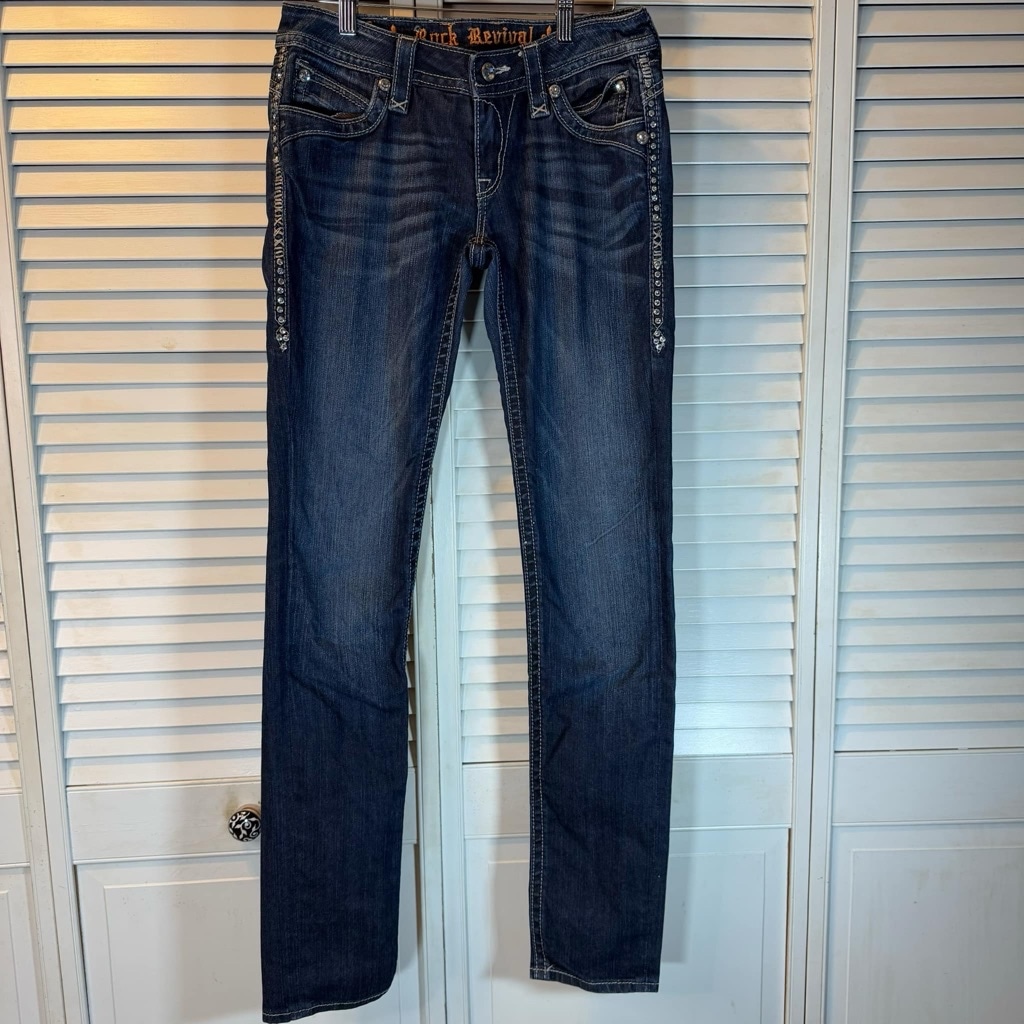 Women's Rock Revival Jeans, Size 28, Dark Wash Blue