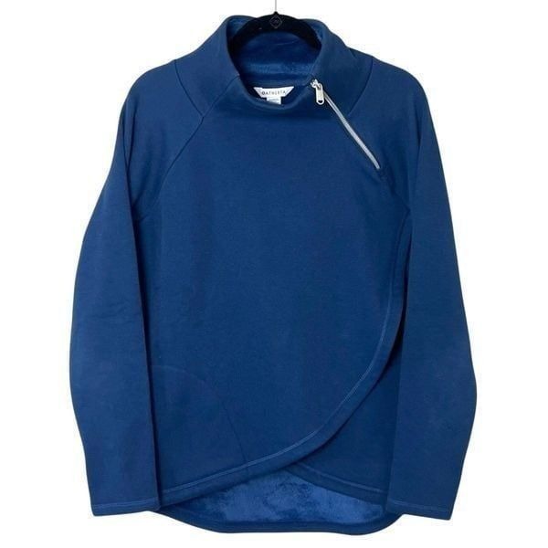 Athleta Cozy Karma Asym Pullover Sweatshirt Blue Sz S
