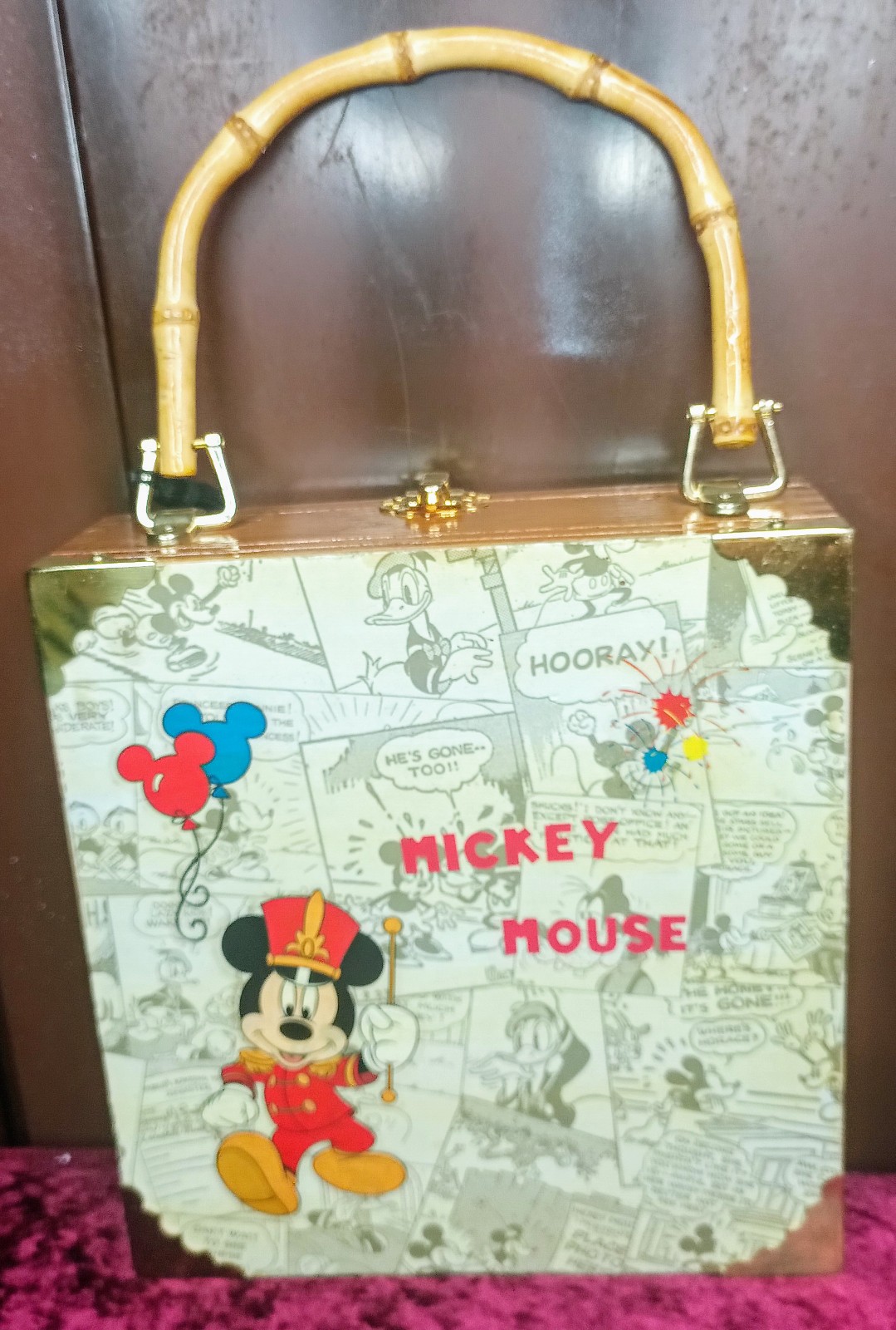Handmade Mickey Mouse purse from vtg cigar box