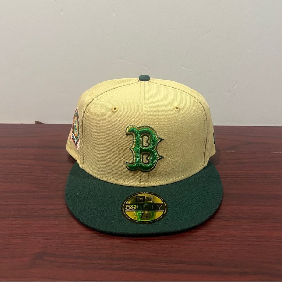 New Era, 59Fifty Fitted Hat, Boston Red Sox, Tan & Green, Size 7 3/8