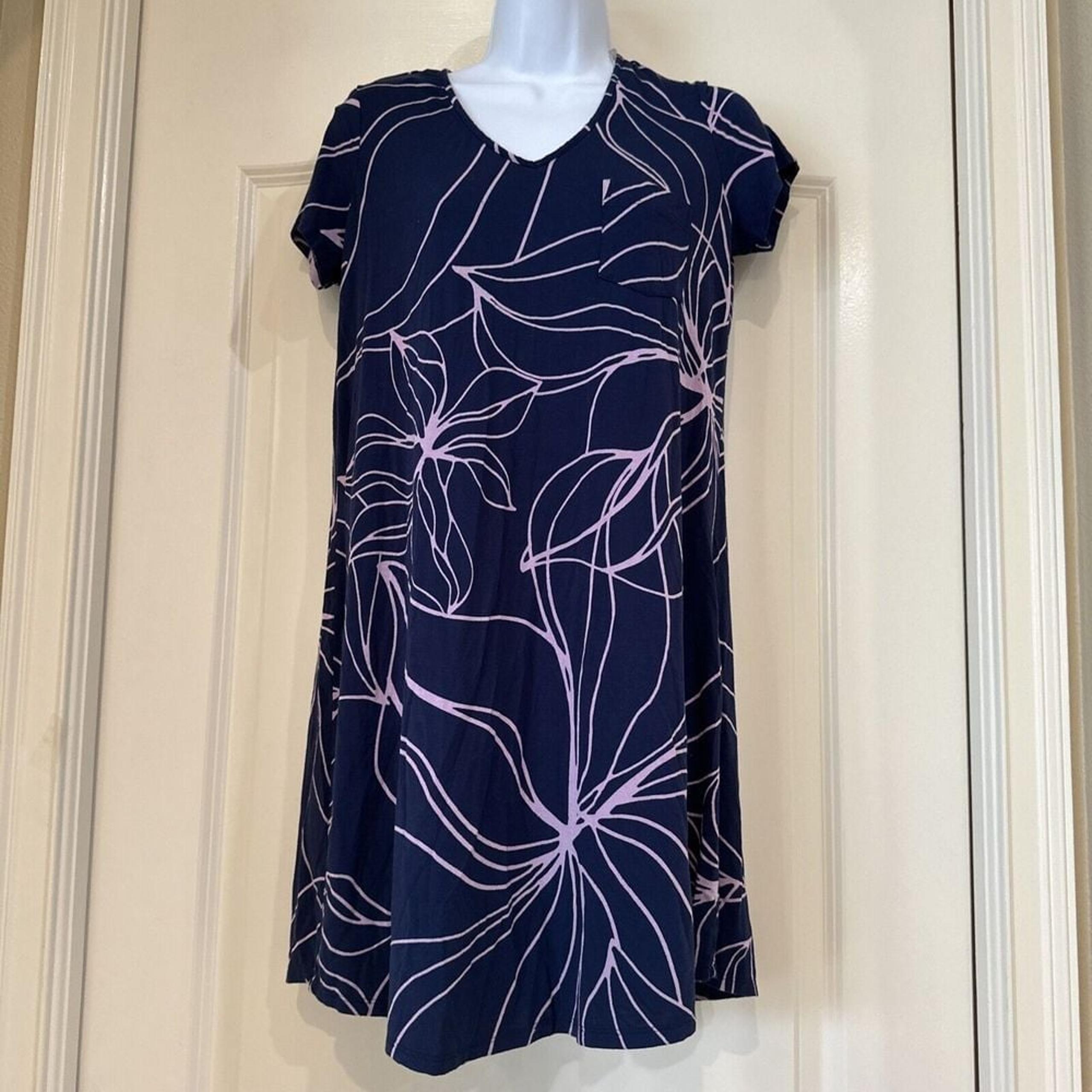 Soma Women's Short Sleeve Pullover Shift Nightgown Comfort Soft Sz XS Blue Pink