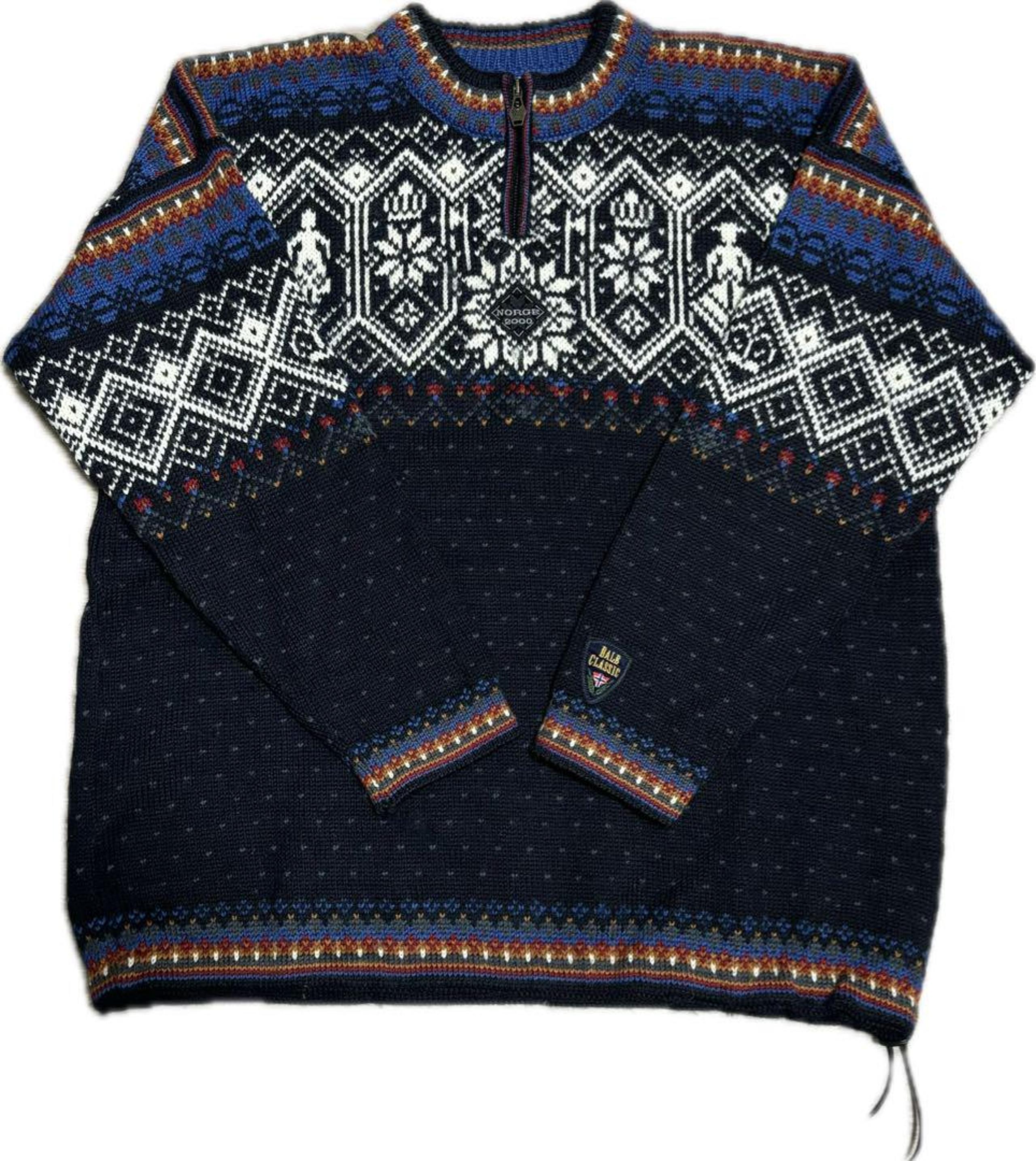 [90s-00s] Dale of Norway Nordic Pattern Half-Zip Knit