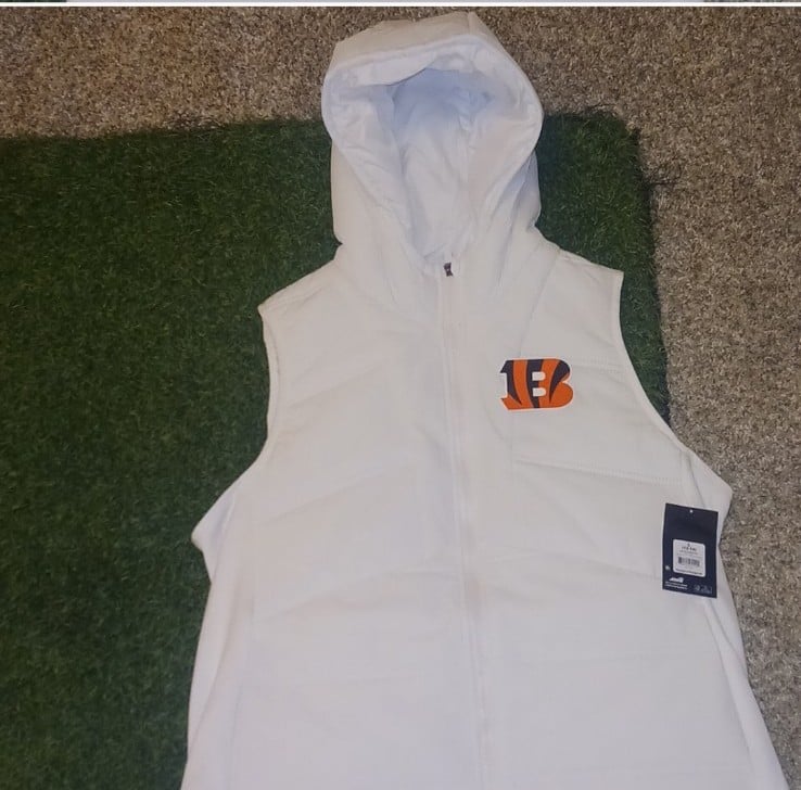 Cincinnati Bengals Women's Full Zip White Puffer Vest Coat Winter Jacket Hoodie