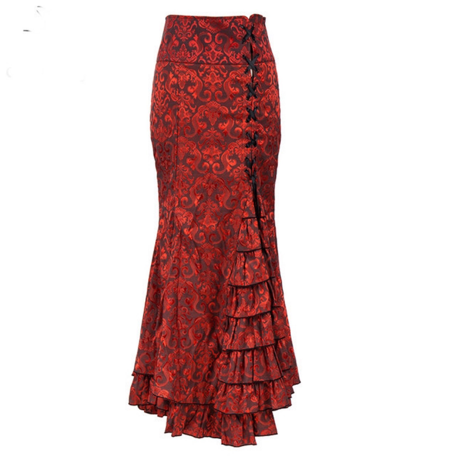 Jacquard Red Mermaid Skirt 2X Steampunk Costume