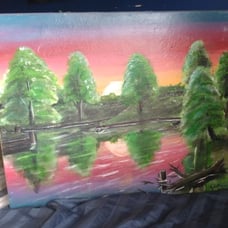 ❤️ ACRYLIC PAINTING- A POND'S EDGE ❤️ STORAGE LOCKER FIND!! ESTATE LOCKER!