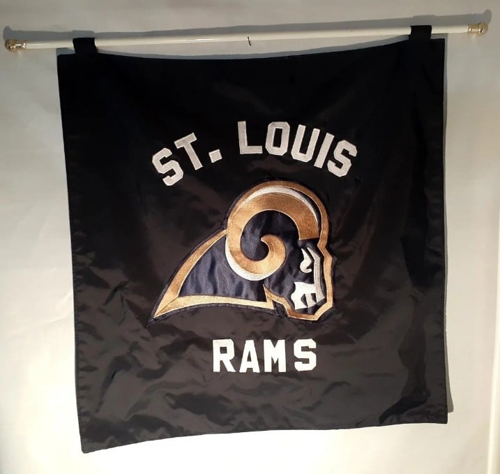 St Louis LA Rams NFL House Porch Banner Flag 23x23 EMBROIDERED 2 Sided