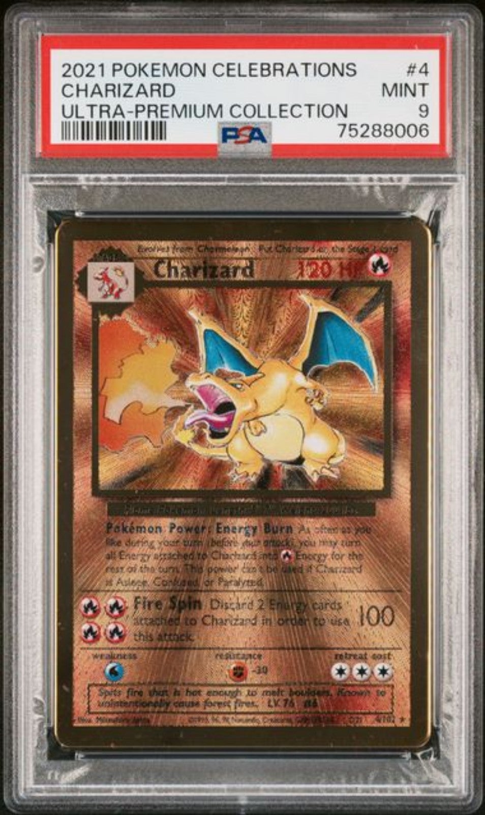 PSA 9 Pokemon Charizard #4 Celebrations Metal Card