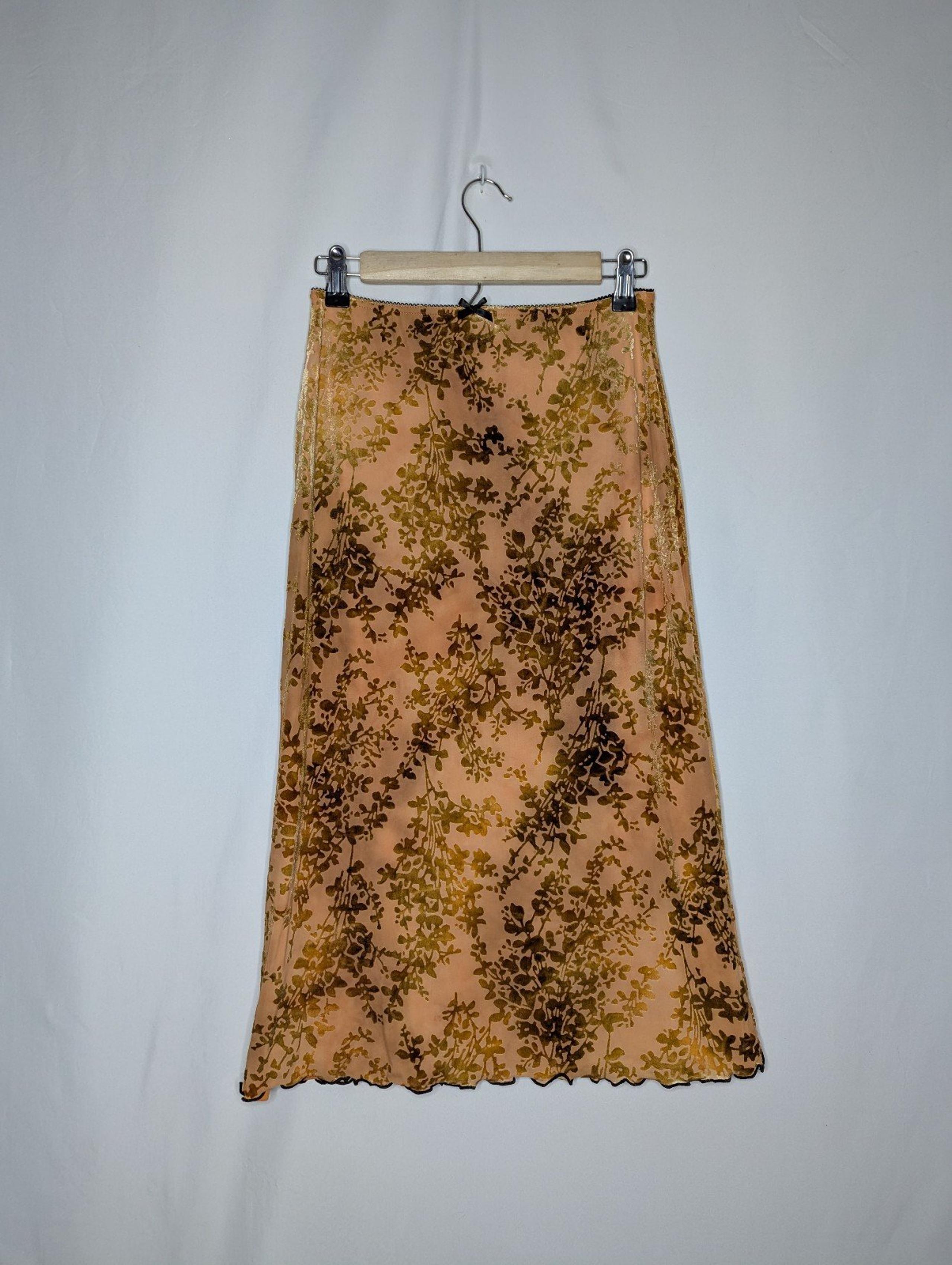 Urban Outfitters Women's Orange Y2K Style Velvet Jacquard A-line Skirt Size S