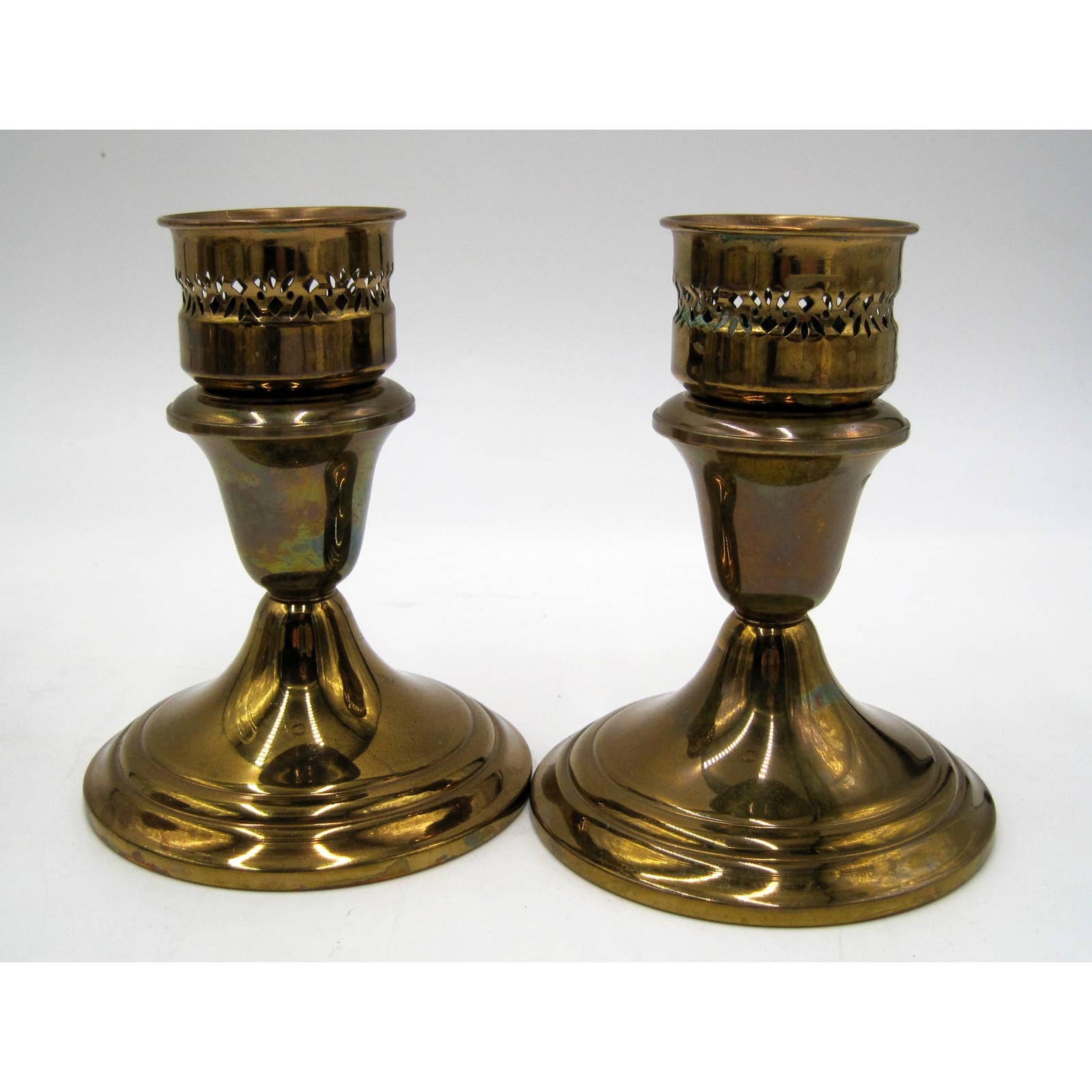 Pair of GORHAM GIFTWARE Brass Candle Holders No Shades