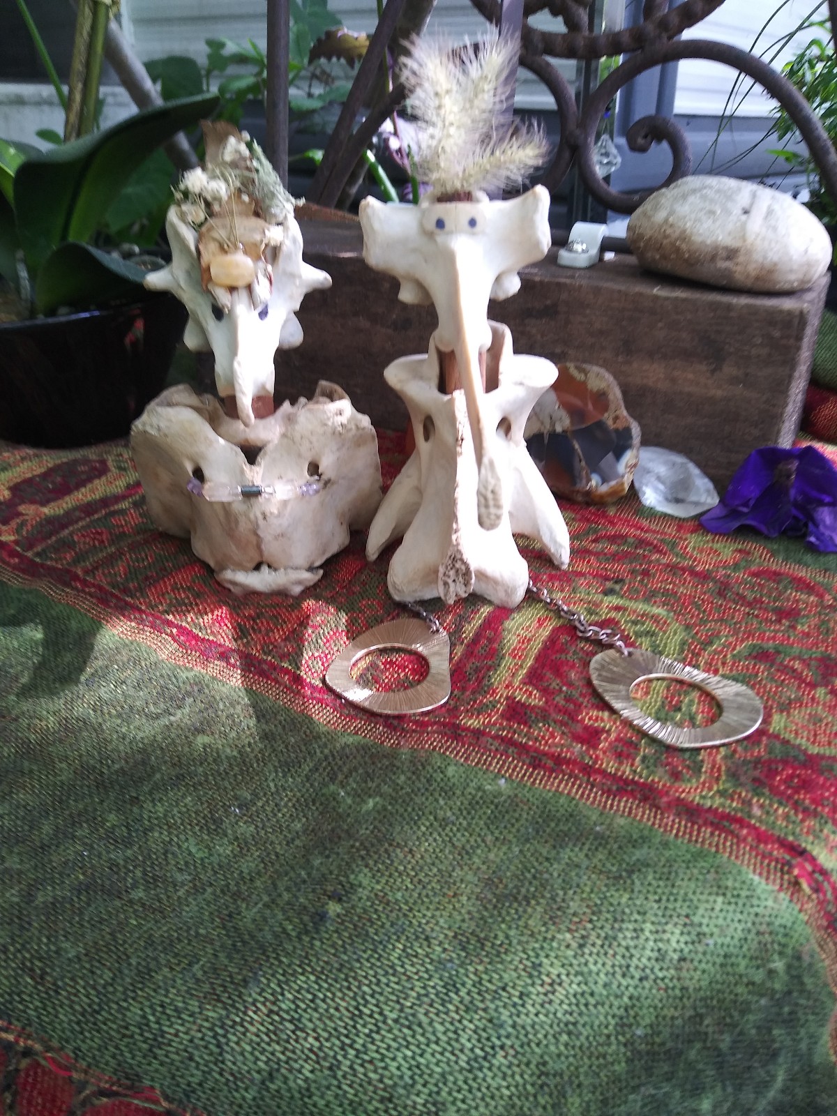 Deer Vertebrae Bride and Groom Wedding Cake Toppers
