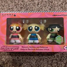 Titans Powerpuff Girls 3 Pack Glow in the Dark Vinyl Figures SDCC GITD
