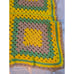 Vintage 70s Yellow Green Grannysquare Hippie Blanket Throw