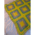 Vintage 70s Yellow Green Grannysquare Hippie Blanket Throw