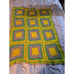 Vintage 70s Yellow Green Grannysquare Hippie Blanket Throw