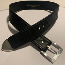 Black Leather Belt .925 silver buckle