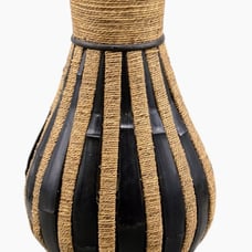 Rattan Wicker Wooden Vase Vessel : Color- Brown And Black