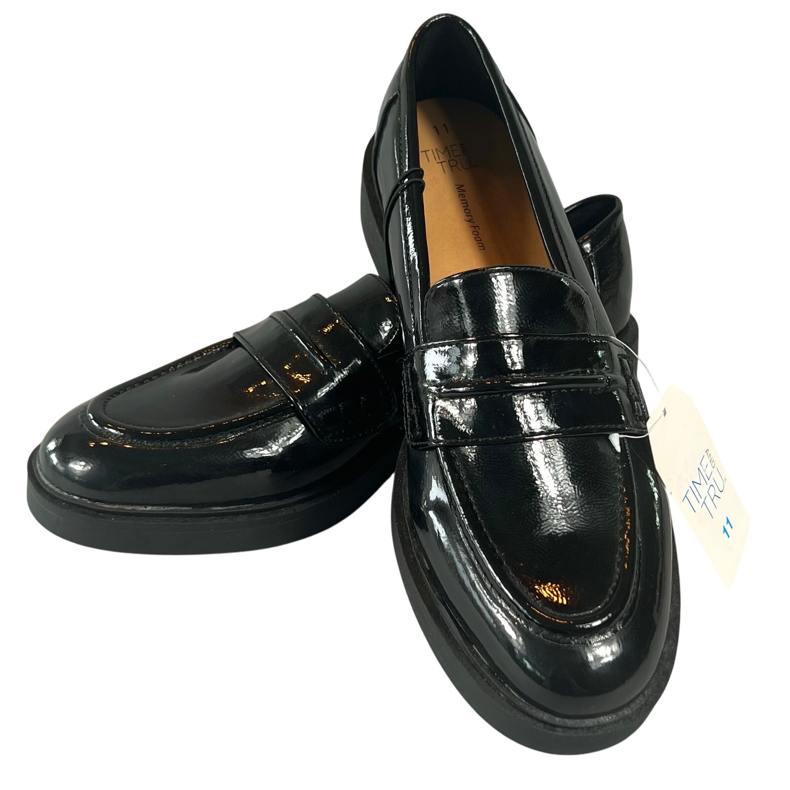 Time and Tru Womens Black Penny Loafers Size 11 Slip On Shoes NWT