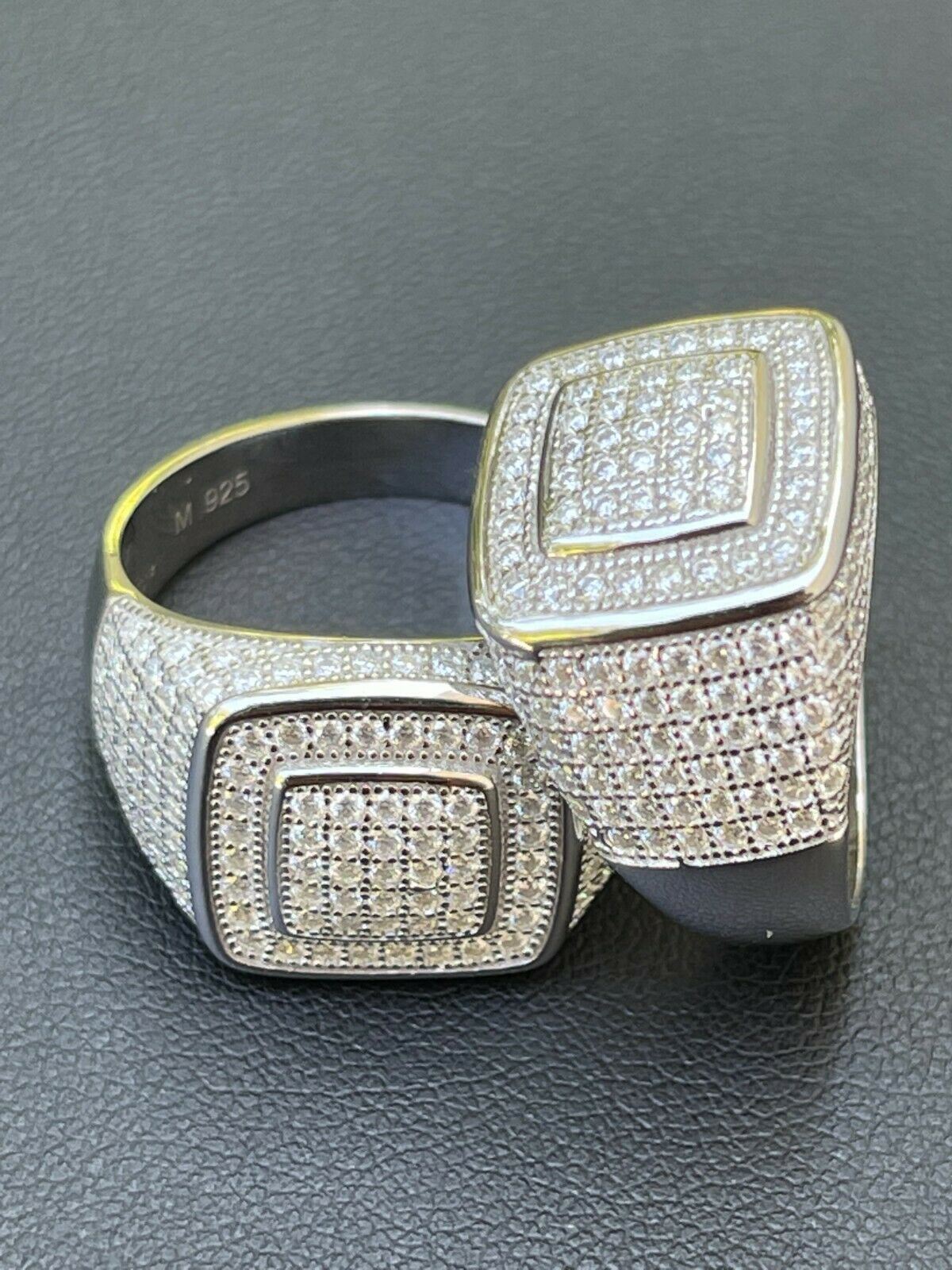 MOISSANITE Square Men's Solid 925 Sterling Silver Passes Diamond Tester Ring