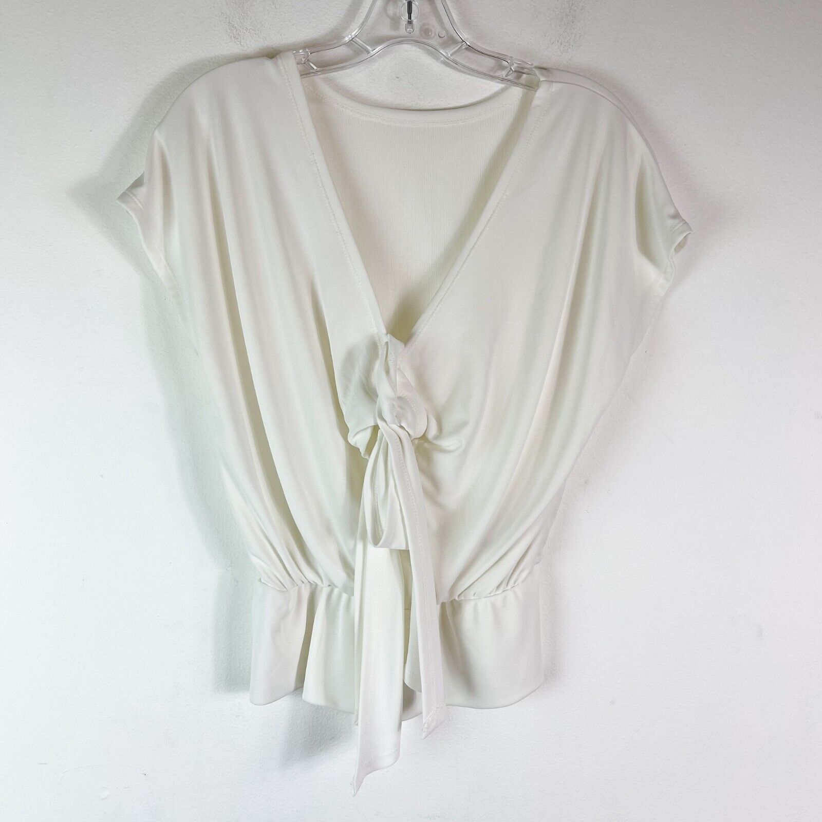 Cinq a Sept NWOT Women's Short Sleeve Tie-Front Top Ivory Size XS