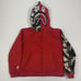 A Bathing Ape Shark Hoodie Sweatshirt Adult Medium Red Camo Full Zip Pockets