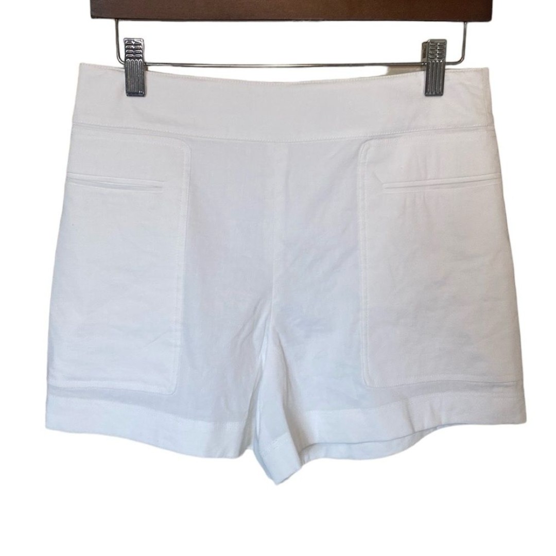 Theory Linen Blend White High Waist Shorts 0