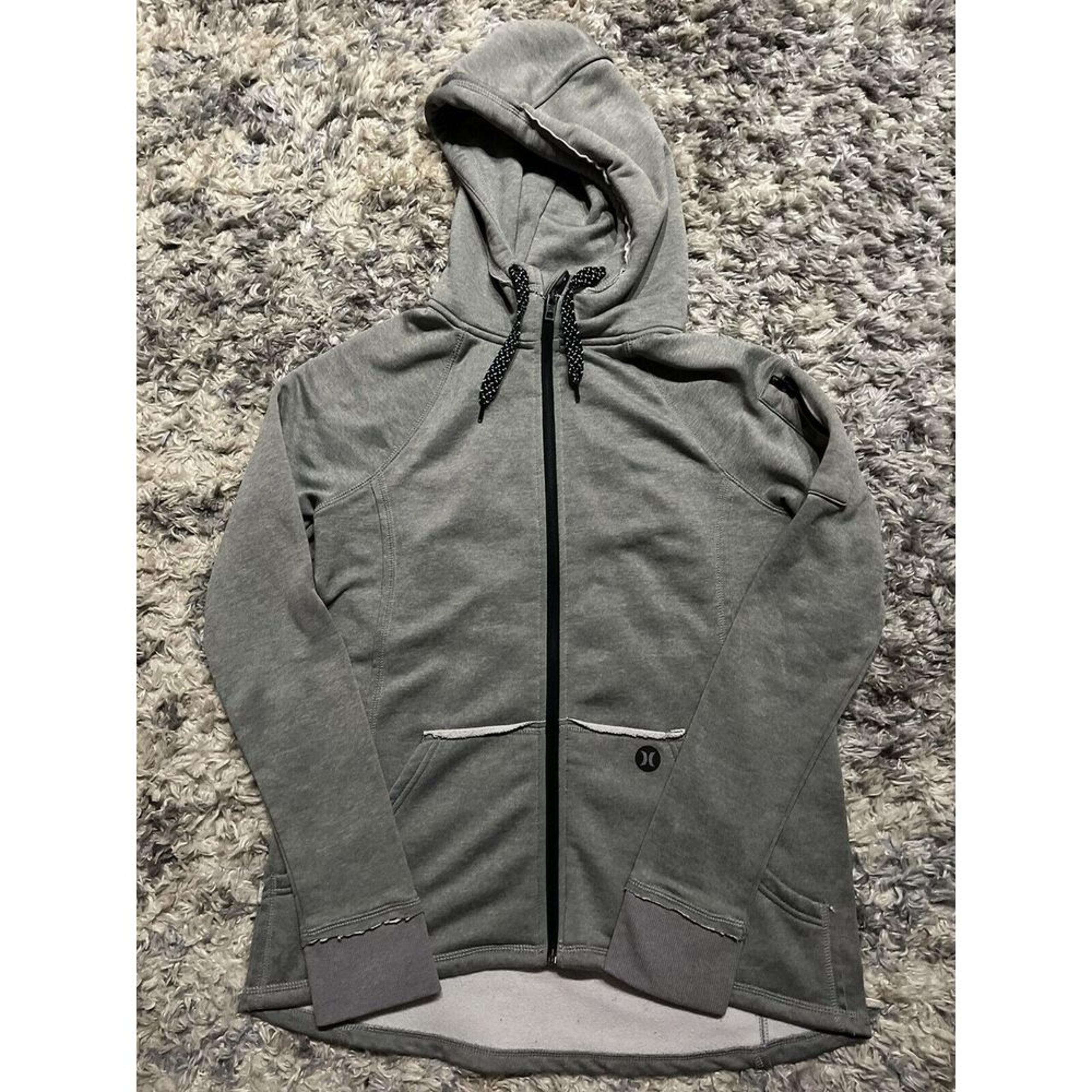 Hurley Full Zip Gray Hoodie Size Small Womens Thumb Holes
