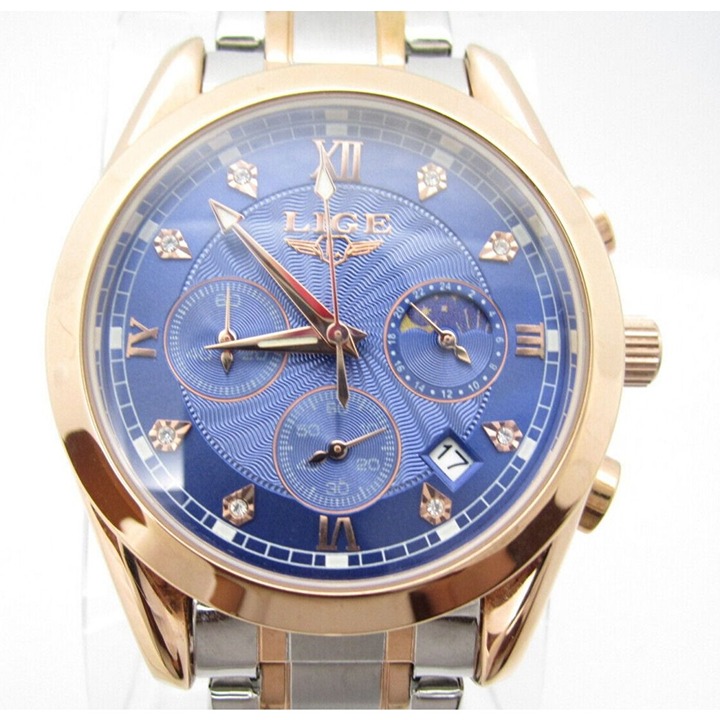 Men's LIGE Quartz WR Analog 44mm Dial Causal Round Watch (E284) 1853