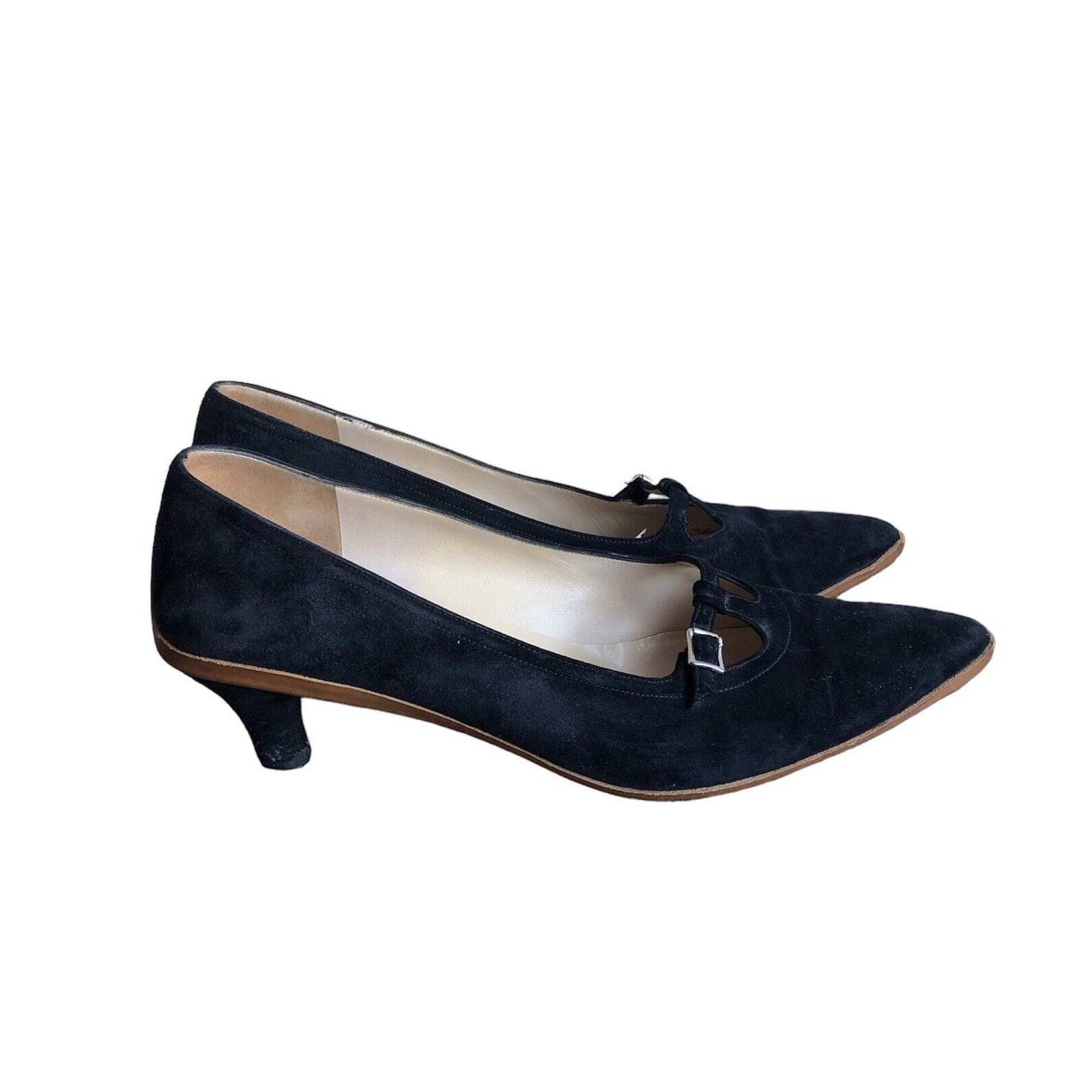 Salvatore Ferragamo Black Suede Size 10 Heels Womens Shoes