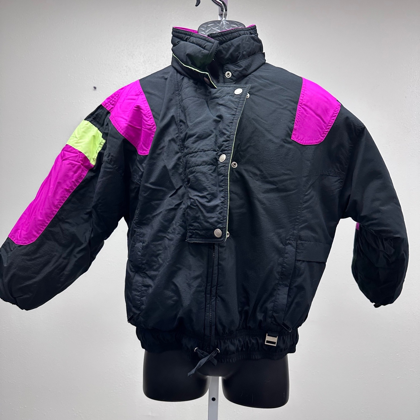 Liberty Bell Ski Jacket Puffer Coat Full Zip Insulated Black Pink Retro M