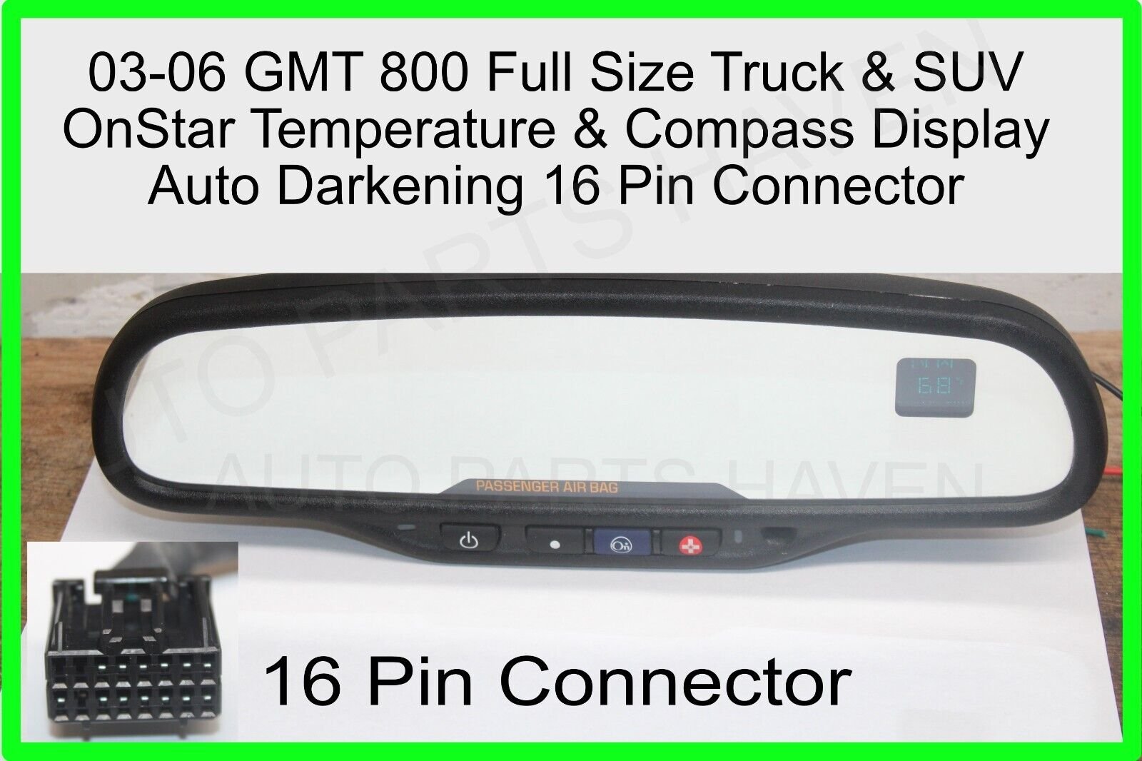 03-06 GMT 800 Rear View Mirror - Auto Dim Compass Temperature OnStar OEM Airbag
