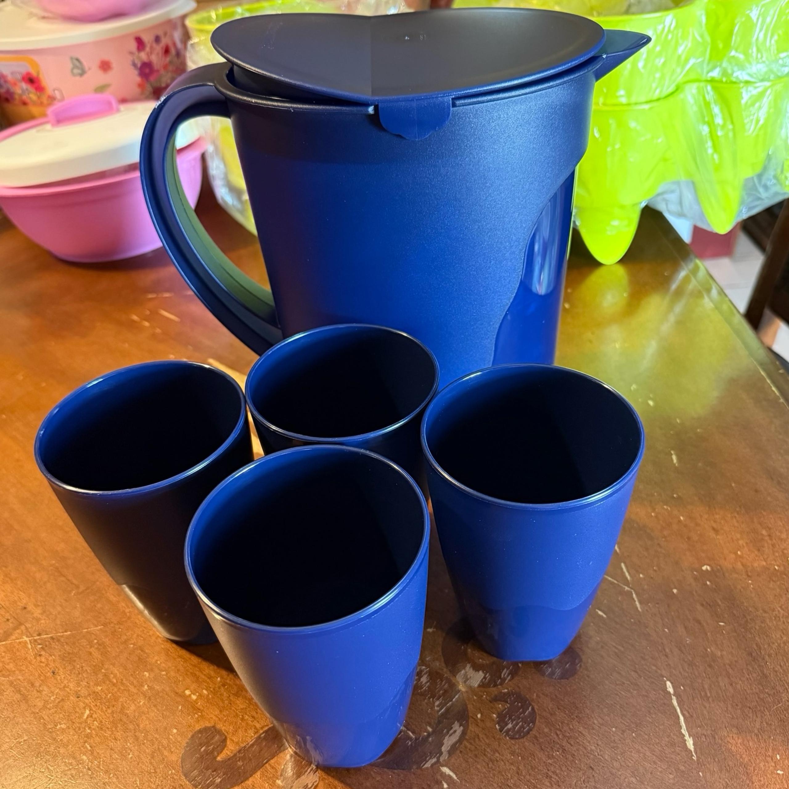Tupperware Pitcher and Tumblers