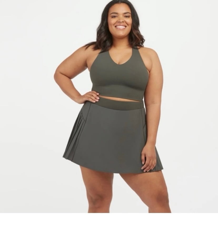 SPANX Booty Boost® Pleated 14 Skort ARMY green XL NWT