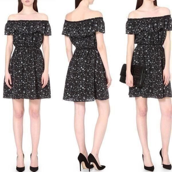 The Kooples Black Tattoo Silk Dress S
