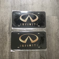 Infiniti black Brand New Front Vanity Metal Plate Frame Holder (2 Pack)