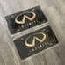 Infiniti black Brand New Front Vanity Metal Plate Frame Holder (2 Pack)