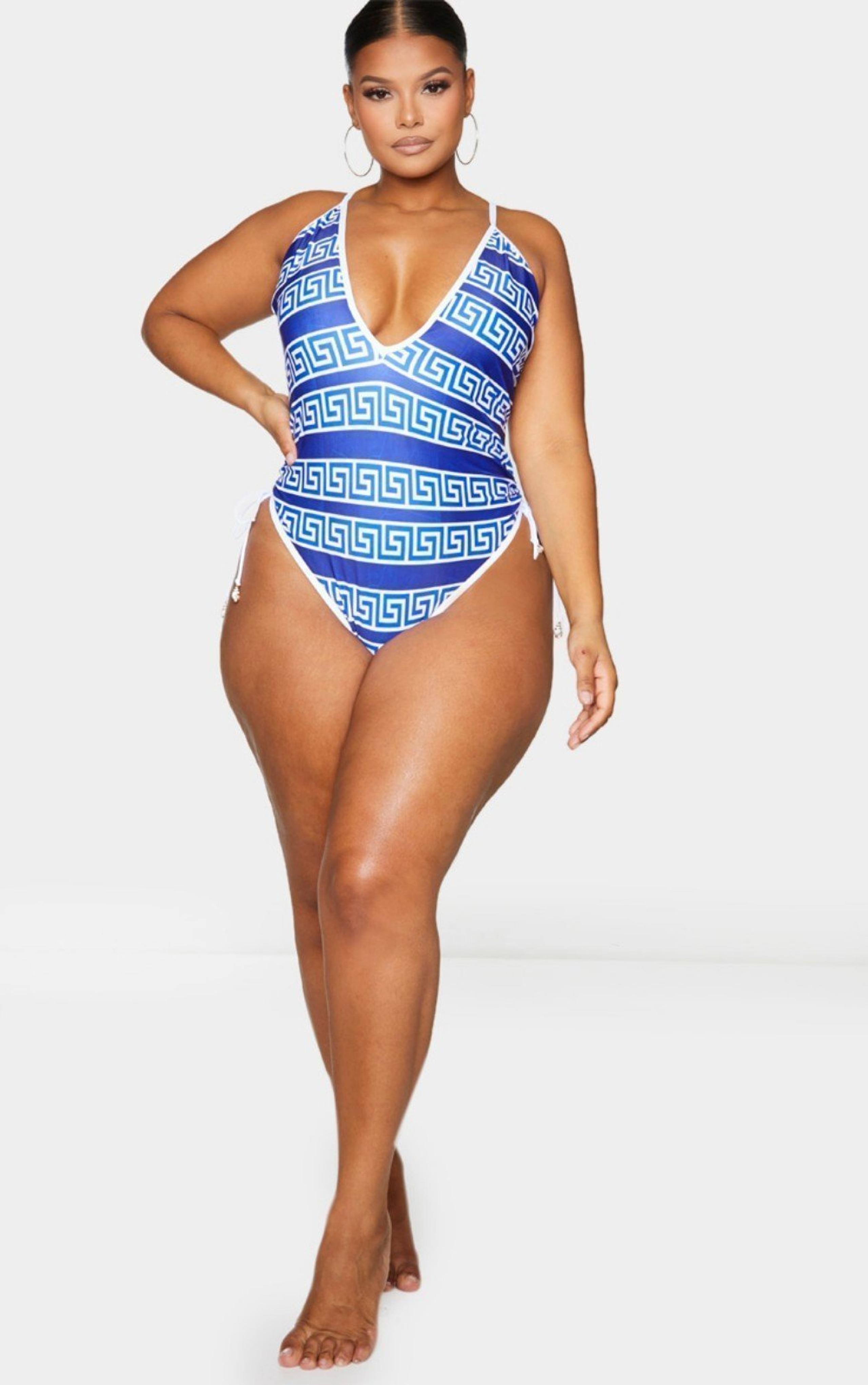 Plus Size 22 3x Pretty Little Thing greekkey Swimsuit One Piece