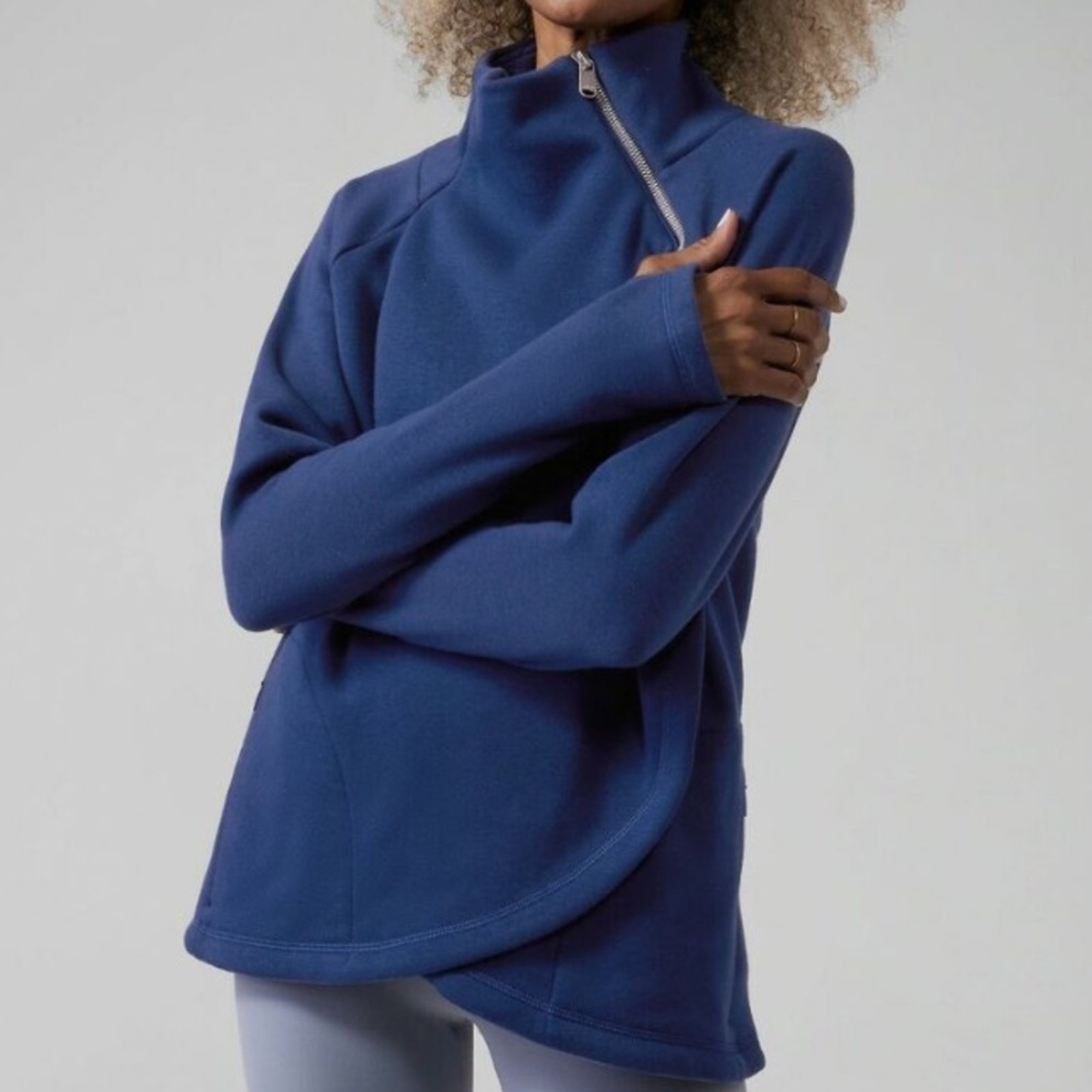 Athleta women's large cozy karma faux wrap sweatshirt pullover athletic casual z