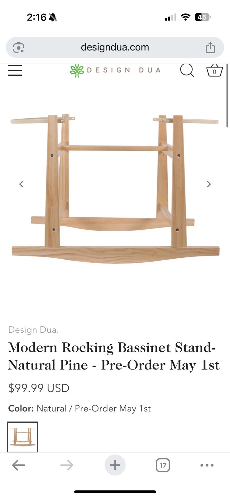 Design Dua Pine Rocking Bassinet Stand