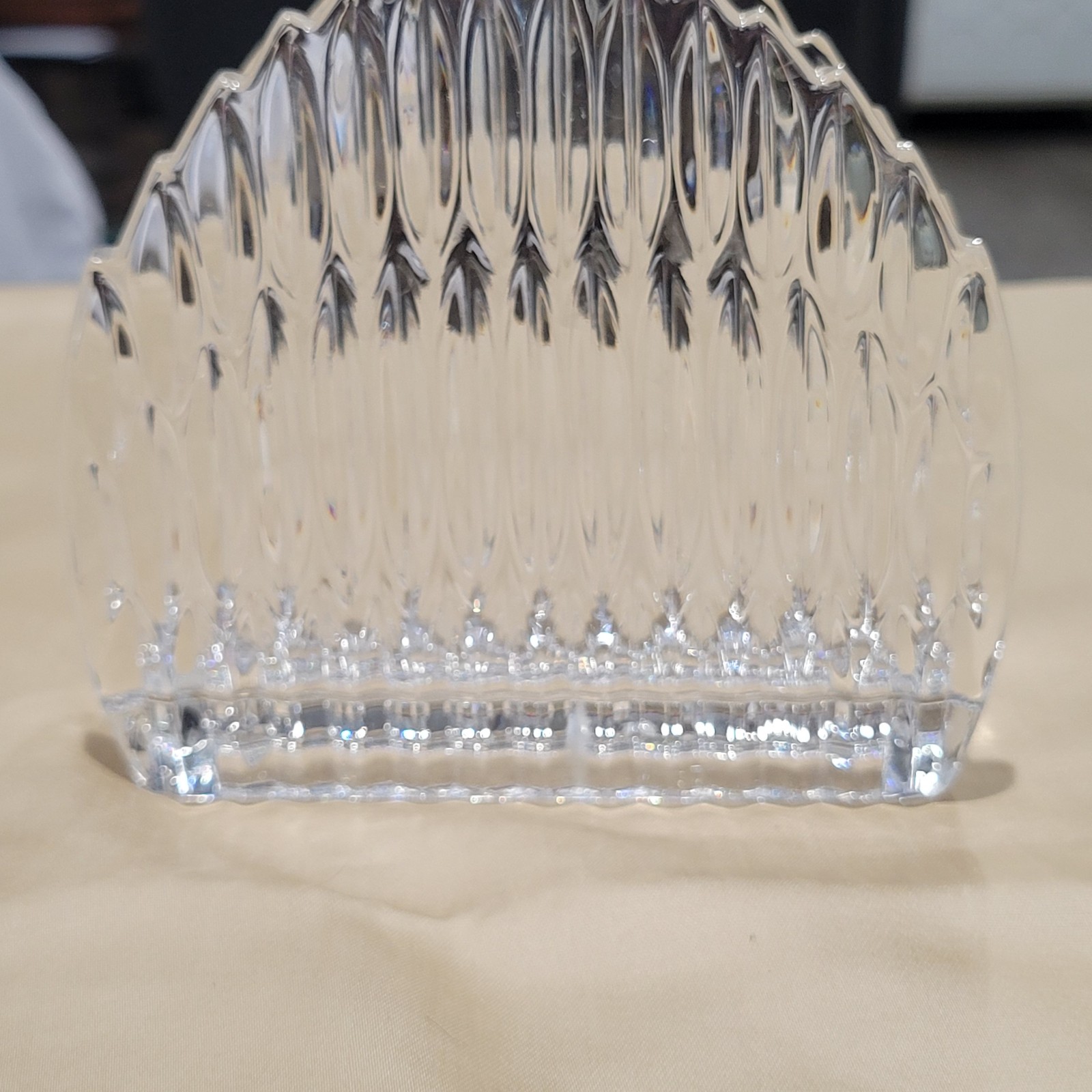 Vintage clear glass arched saw tooth finish napkin holder EUC