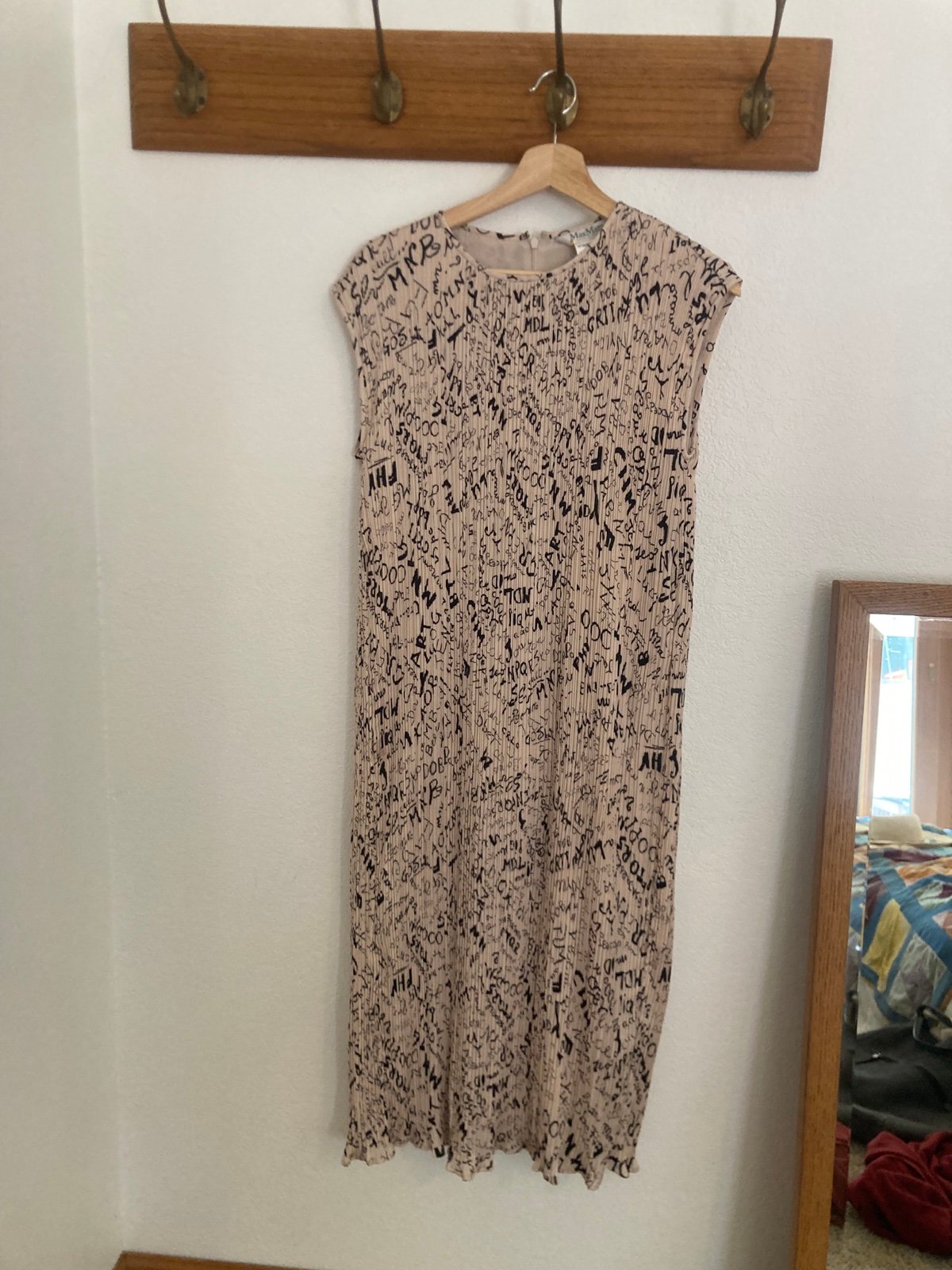 Max Mara Rino Letter-Print Pleated Dress