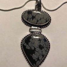 Snowflake Obsidian 925 Sterling Silver Necklace