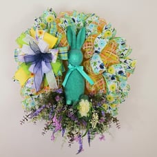 Flocked Bunny Wreath, Easter Wreath, Flocked Bunny Decor, Spring Wreath