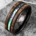 Golden Sandalwood & Abalone Men's Wedding Band Ring - Wedding Rings for Men & Wo