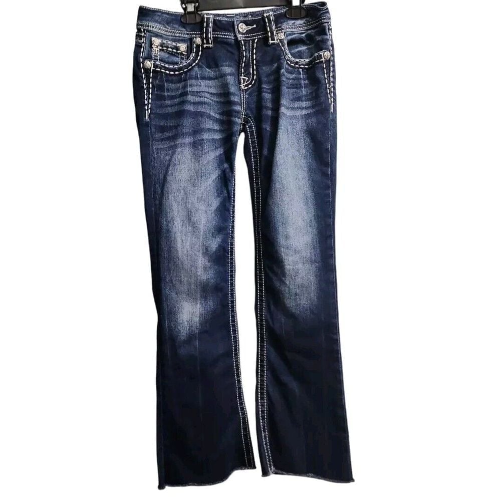 Miss Me Womens Size 28 Signature Boot Jean Dark Blue