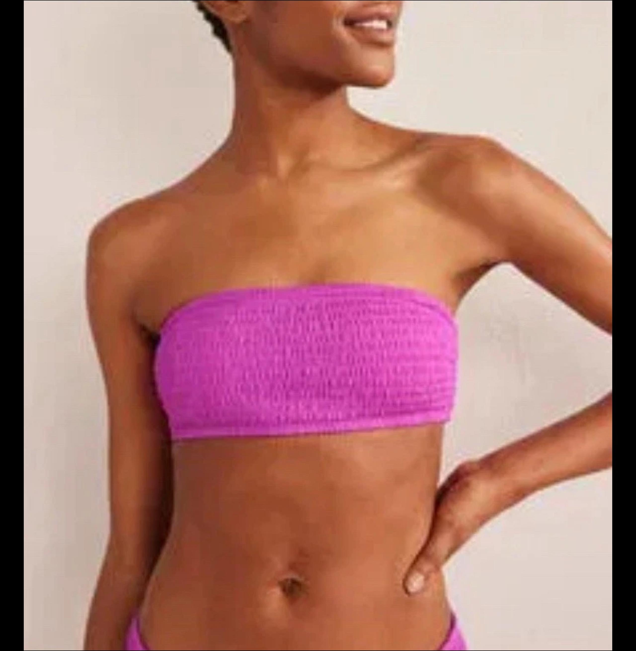 Boden Women’s Milos Smocked Bikini Top Strapless Pink Swim Size 10 NEW. 373