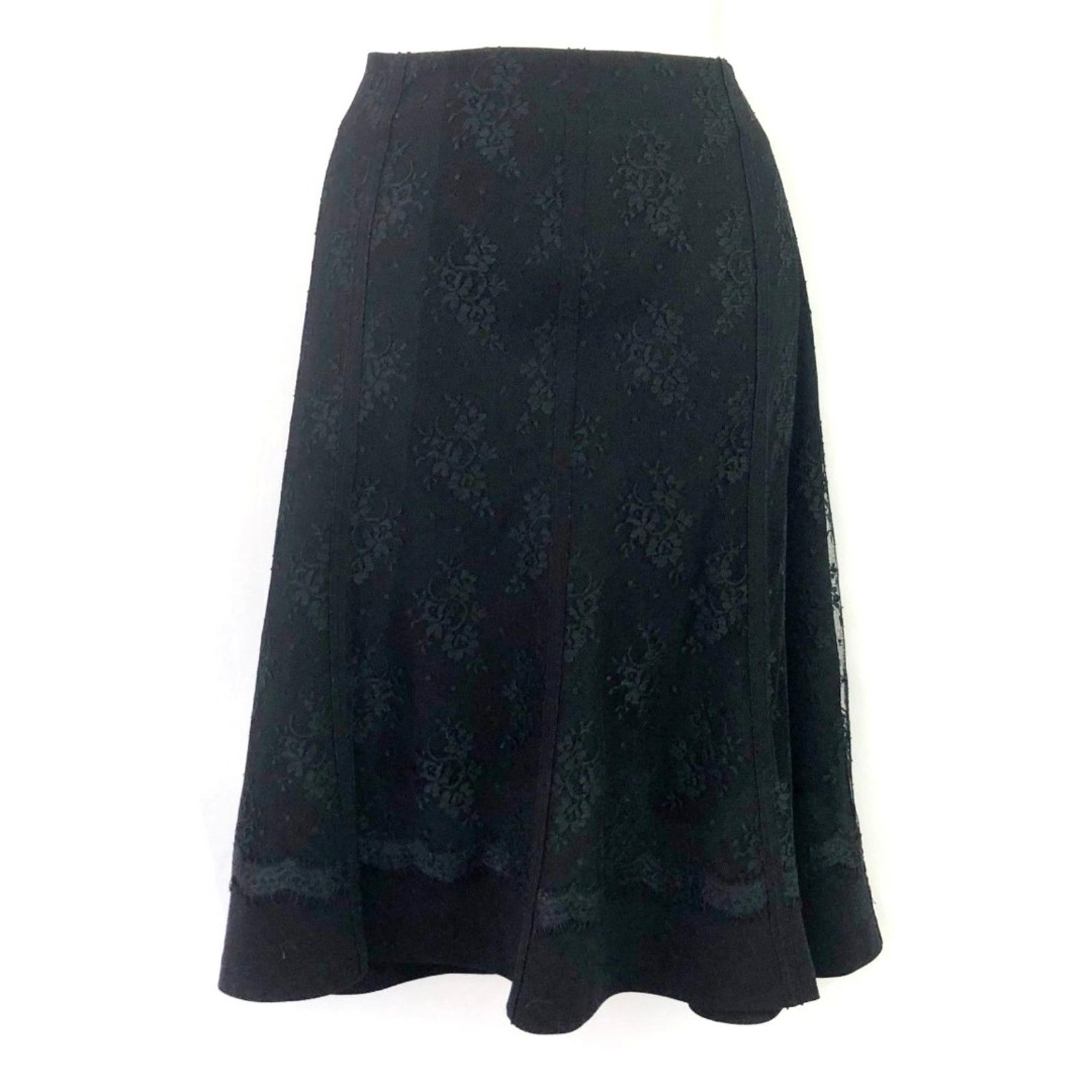 Worthington Black Floral Lace Overlay Midi Skirt (16) Trumpet Fit & Flare