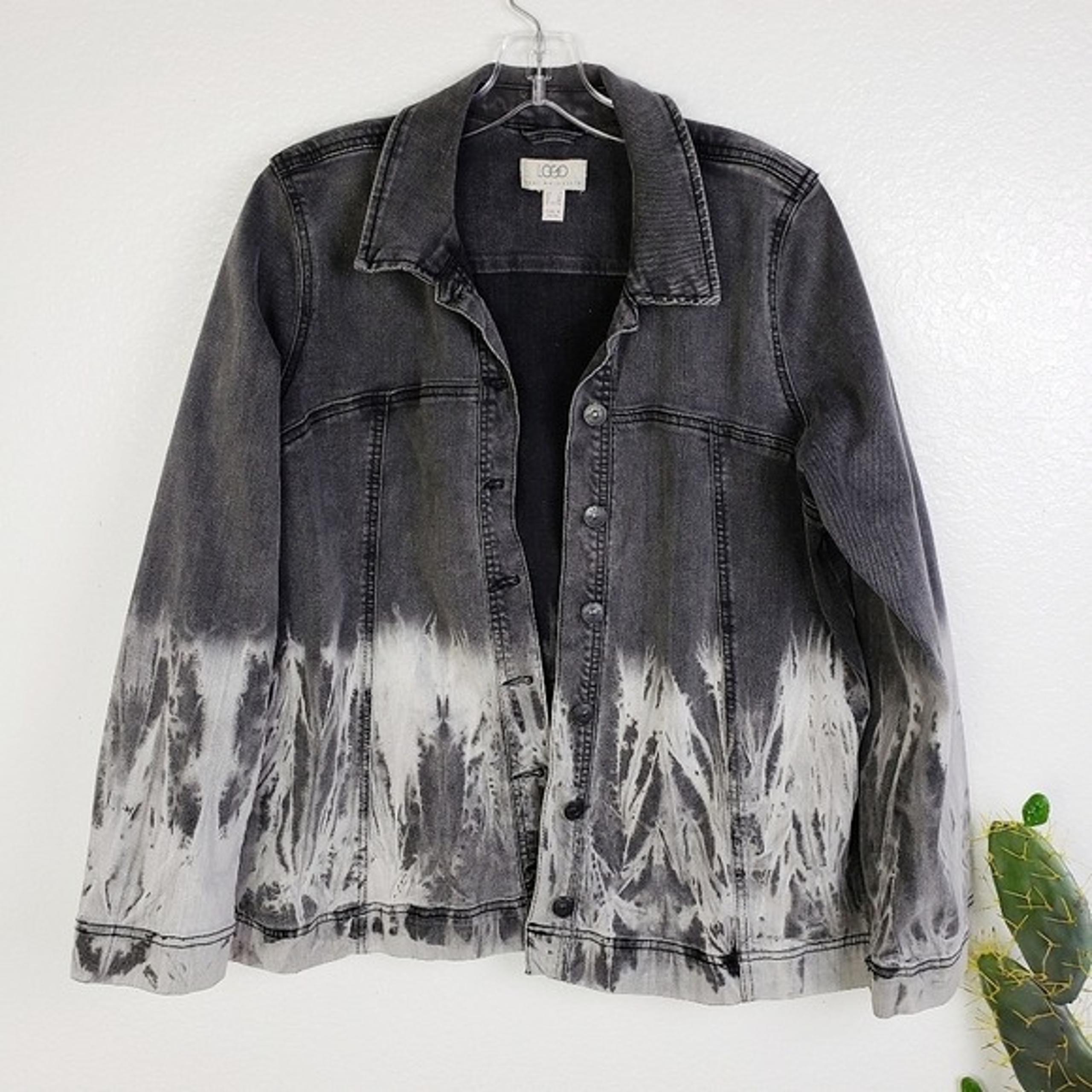 LOGO by Lori Goldstein Denim Jean Jacket Tie Dye size 8 Ombre Goth Grunge
