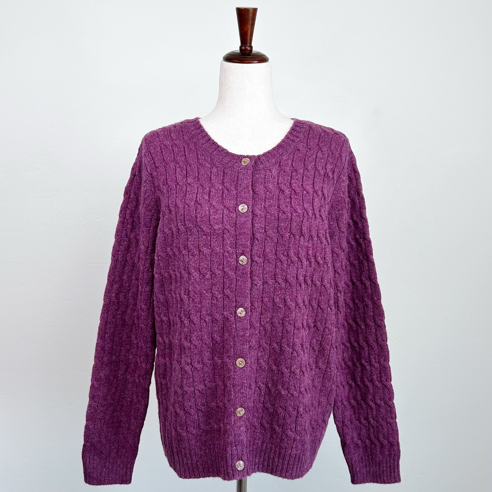 Appleseed's 100% Wool Cable Knit Crewneck Cardigan NWT
