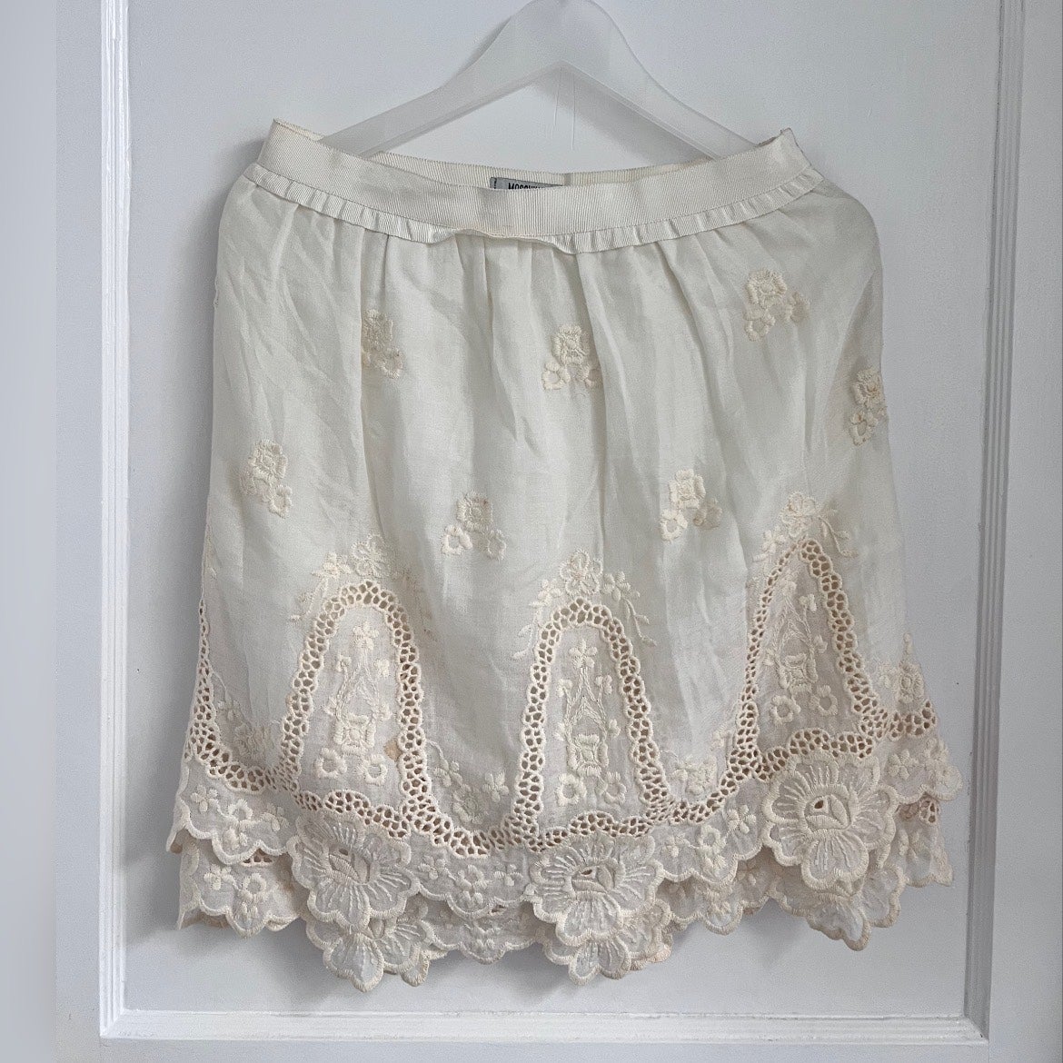 Moschino Romantic Embroidered Eyelet Skirt